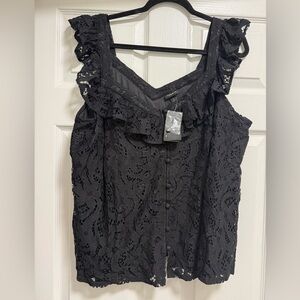 Torrid Black Lace Ruffle Cami Top NWT Size 1